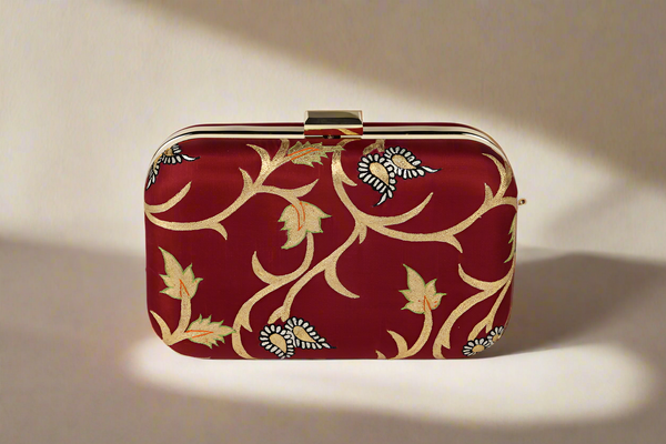 Hand Embroidered Aari Banarasi Maroon Vine