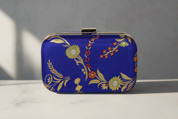 Hand Embroidered Aari Banarasi Blue Veil