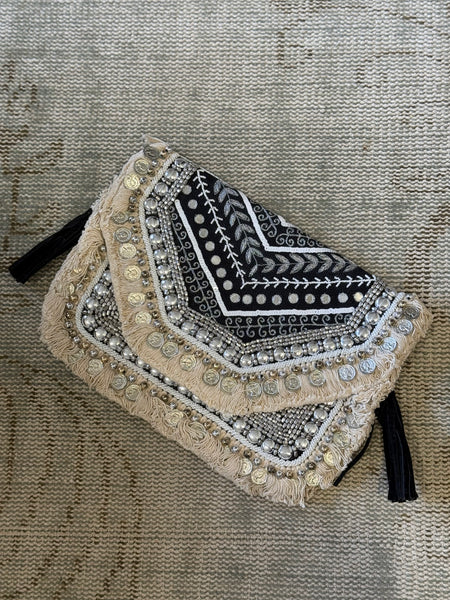 Boho Black Jacquard Satchel