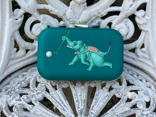 Miniature Hand Painted Elephant in Green