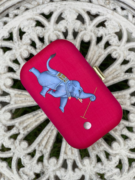 Miniature Hand Painted Elephant in Magenta