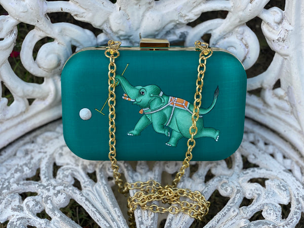 Miniature Hand Painted Elephant in Green