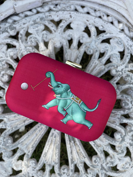 Miniature Hand Painted Elephant in Magenta