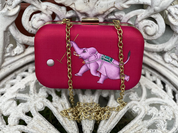 Miniature Hand Painted Elephant in Magenta