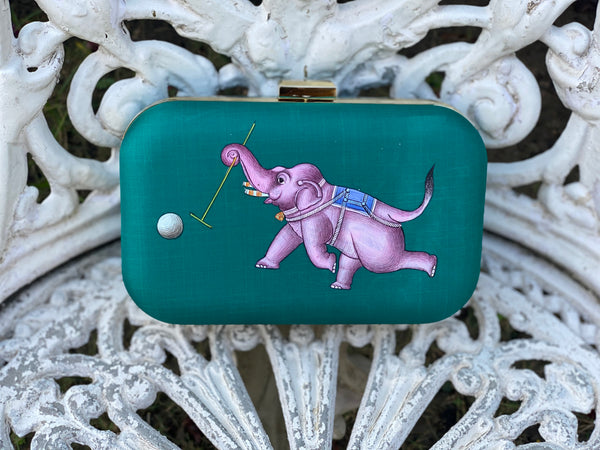 Miniature Hand Painted Elephant in Green