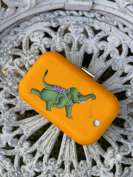 Miniature Hand Painted Elephant in Yellow