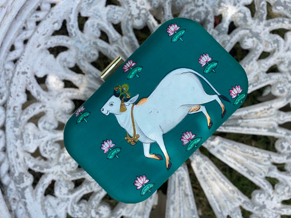 Miniature Hand Painted Cow in Green