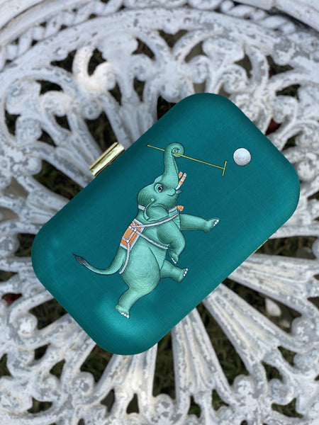 Miniature Hand Painted Elephant in Green