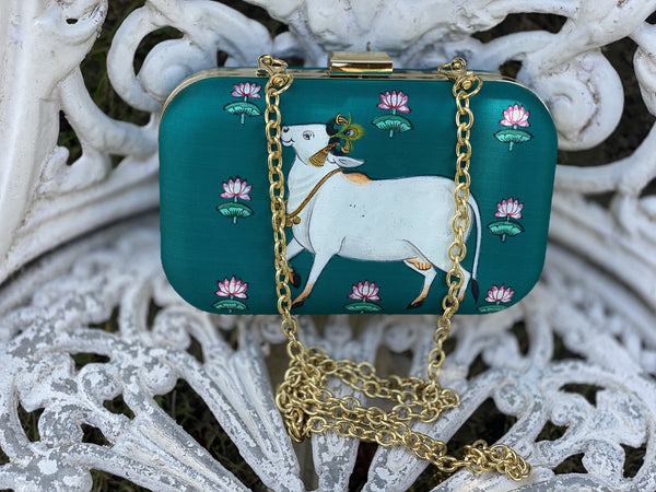 Miniature Hand Painted Cow in Green