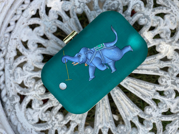 Miniature Hand Painted Elephant in Green