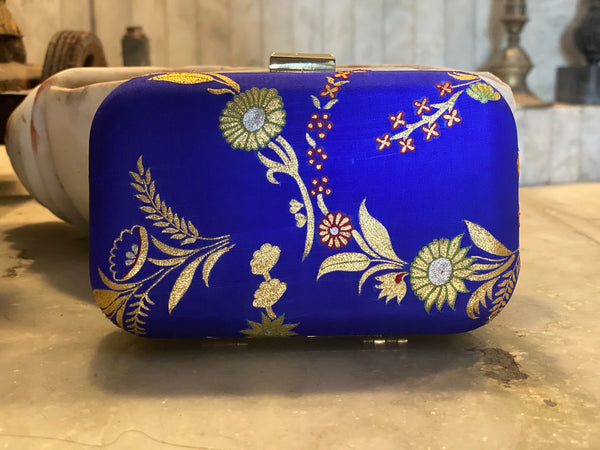 Hand Embroidered Aari Banarasi Blue Veil