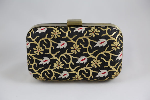 Hand Embroidered Black Floral Aari Banarasi Jaal