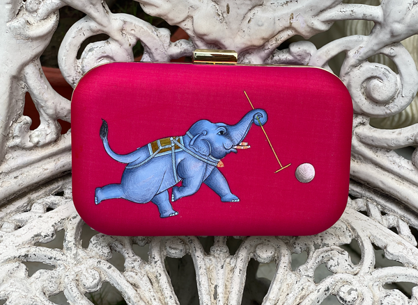 Miniature Hand Painted Elephant in Magenta