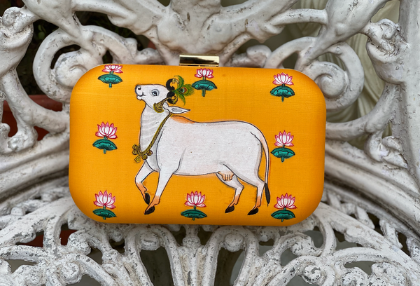 Miniature Hand Painted Cow in Yellow