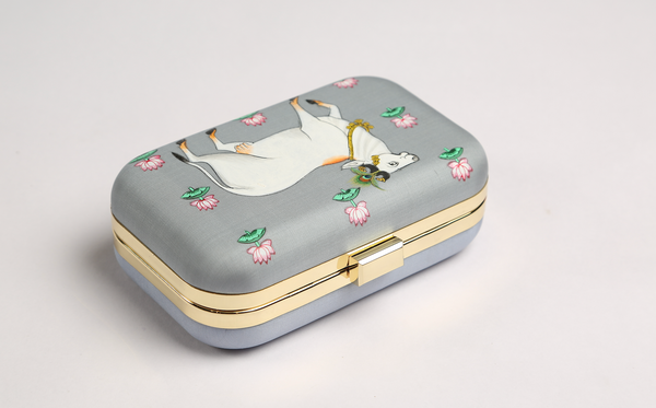 Miniature Hand Painted Cow in Grey