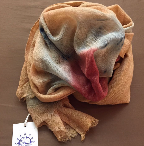 Multi-Colored Vegetable Hand Dyed Wool Stole