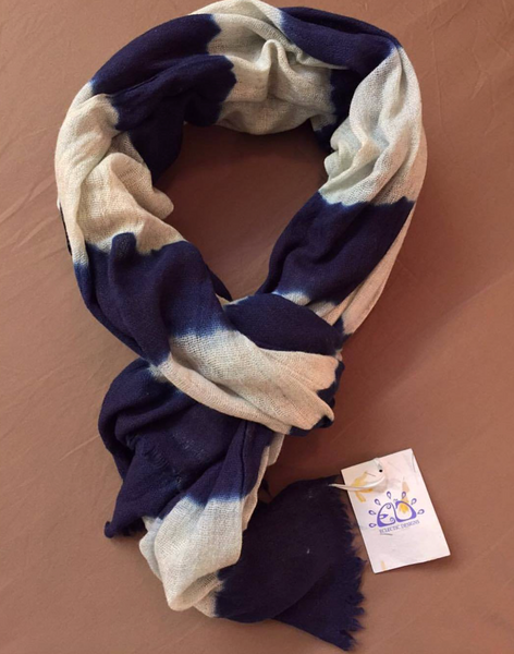 Indigo Stripes Vegetable Hand Dyed Wool Stole