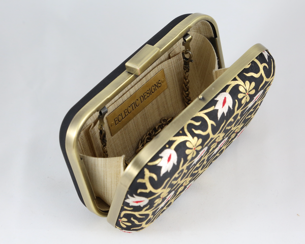 Hand Embroidered Black Floral Aari Banarasi Jaal