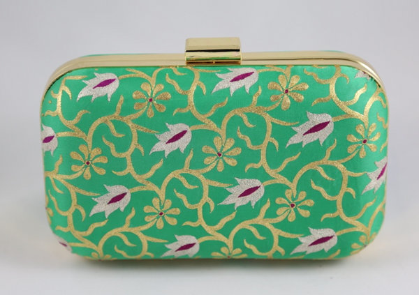 Hand Embroidered Aari Banarasi Pista Floral Jaal