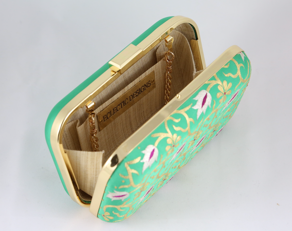 Hand Embroidered Aari Banarasi Pista Floral Jaal