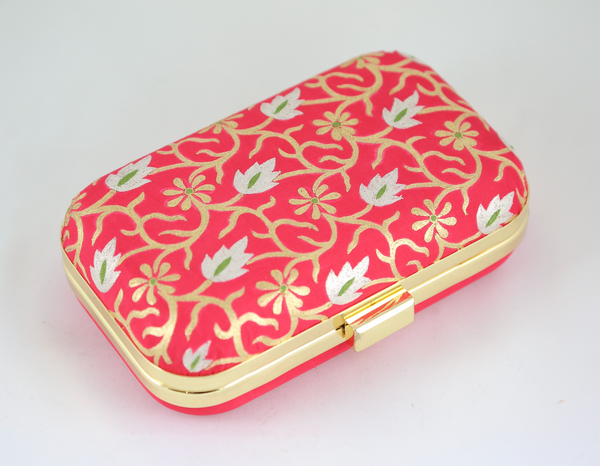 Hand Embroidered Aari Banarasi Red Floral Jaal