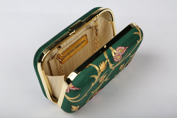 Hand Embroidered Aari Banarasi Green Vine