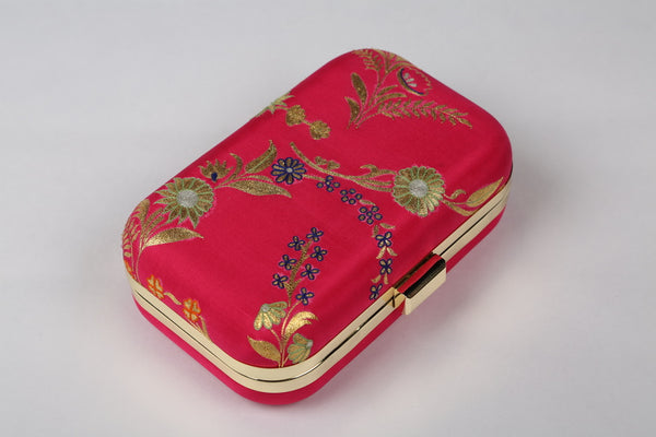 Hand Embroidered Aari Banarasi Magenta Veil