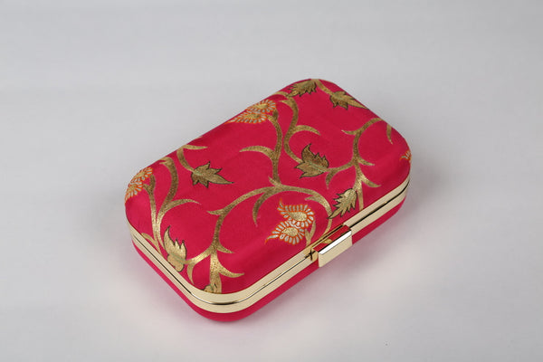 Hand Embroidered Aari Banarasi Magenta Vine