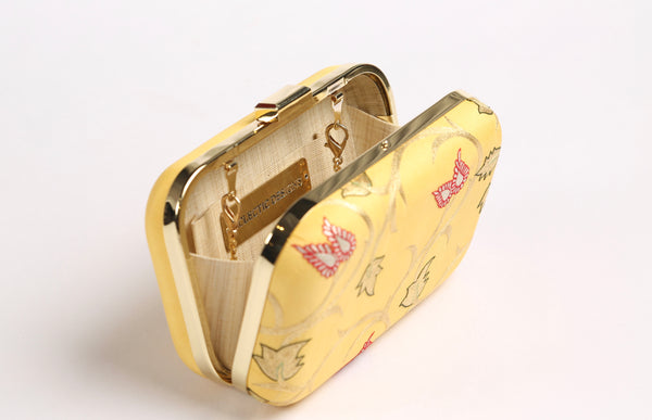 Hand Embroidered Aari Banarasi Yellow Vine