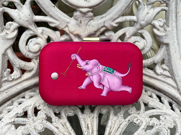 Miniature Hand Painted Elephant in Magenta