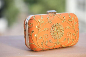 Hand Embroidered Gota Patti Orange Gardenia