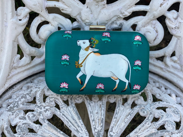 Miniature Hand Painted Cow in Green