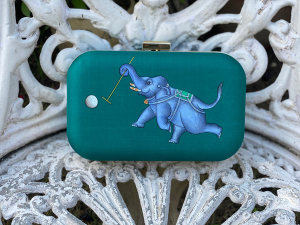 Miniature Hand Painted Elephant in Green
