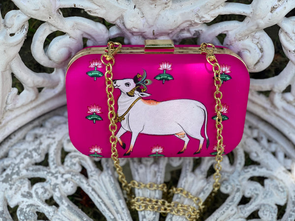 Hand Painted Cow in Hot Pink