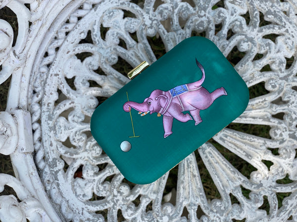Miniature Hand Painted Elephant in Green