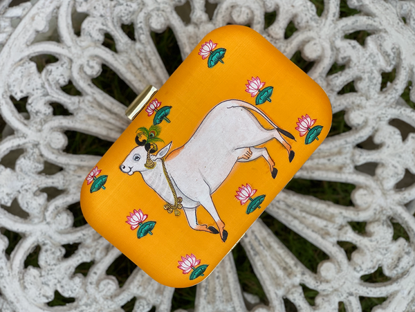 Miniature Hand Painted Cow in Yellow