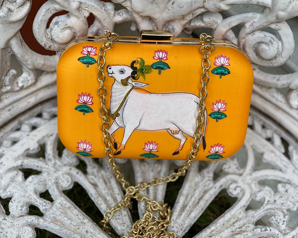 Miniature Hand Painted Cow in Yellow