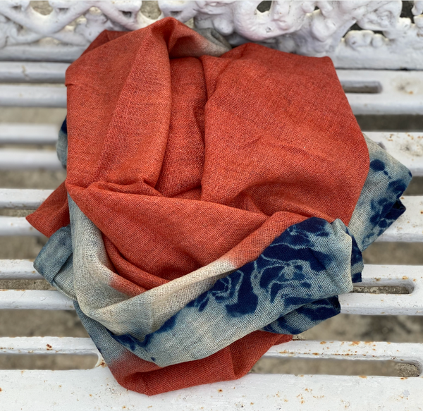 Madder Root/ Indigo Vegetable Hand Dyed Wool Stole