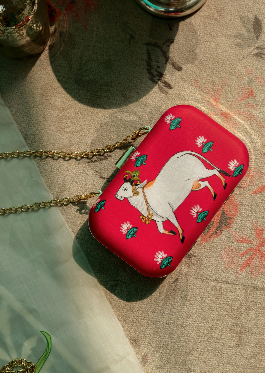 Miniature Hand Painted Cow in Red