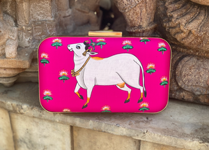 Hand Painted Cow in Hot Pink