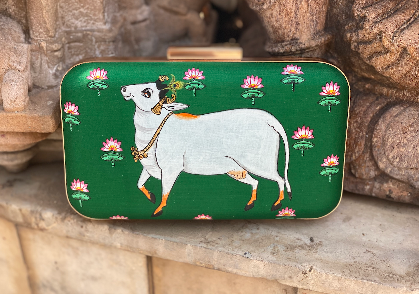 Hand Painted Cow in Green