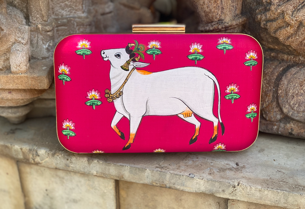 Hand Painted Cow in Magenta